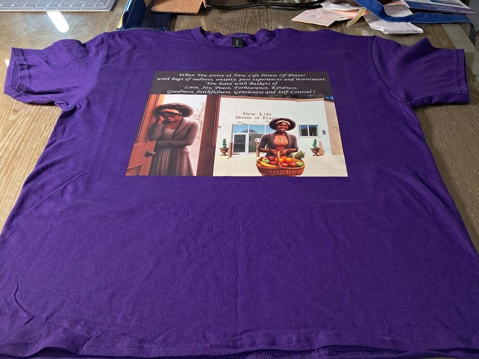 Purple personalized shirt created for Mrs. Evelyn